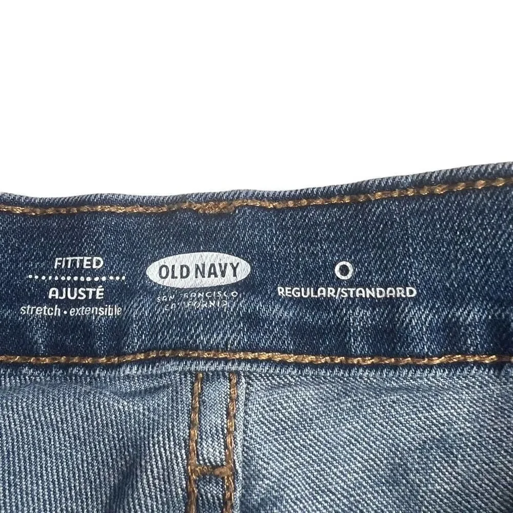Old Navy Women's Blue Five Pocket Zipper Closure Fitted Denim Shorts Size 0